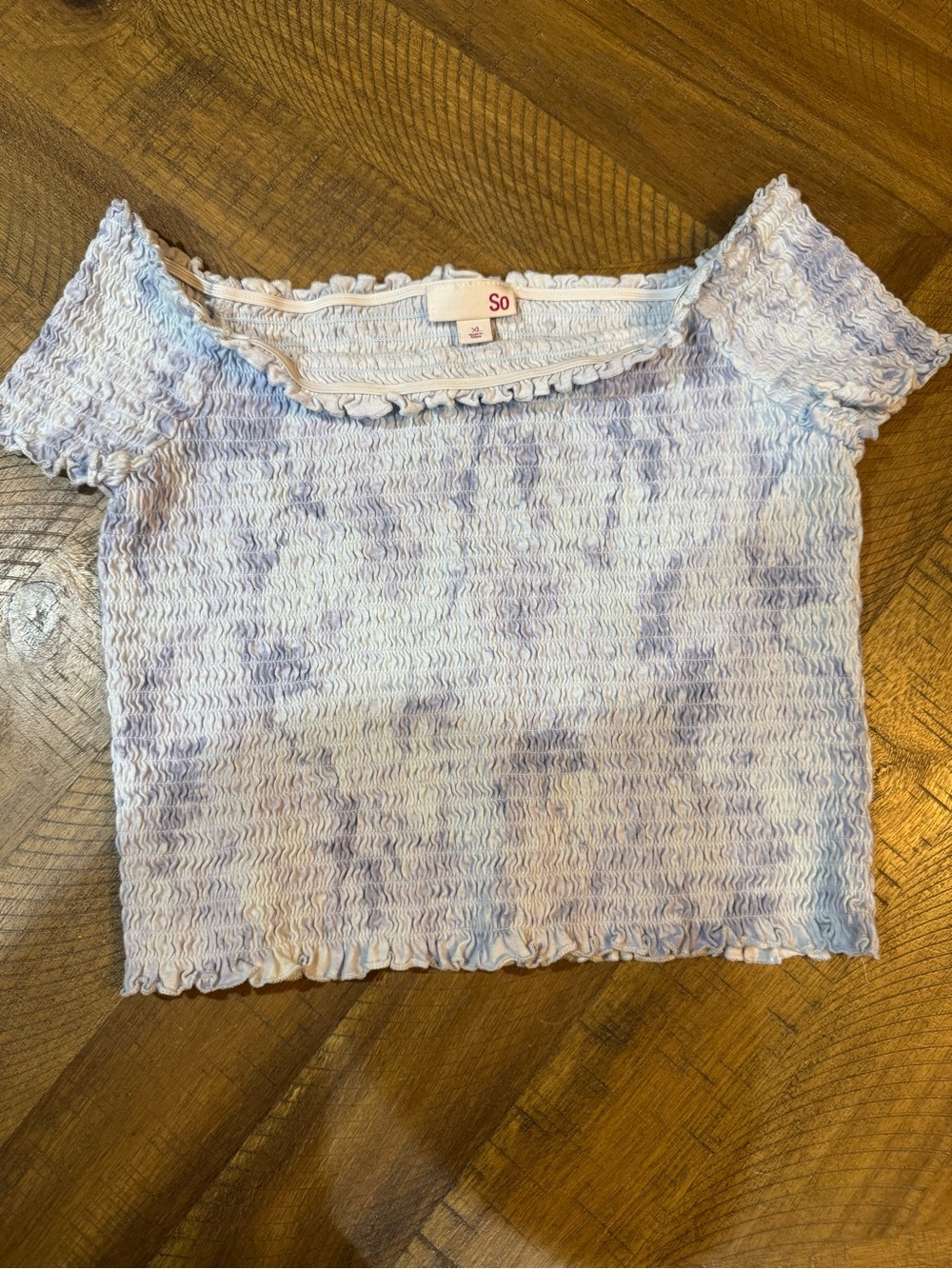 SO Lavender Tie-Dye Smocked Crop Top Size XL